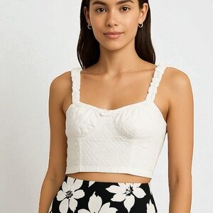 🌻BILLA BONG White Smocked Sleeveless Tank Top Size Large | Excellent Condition